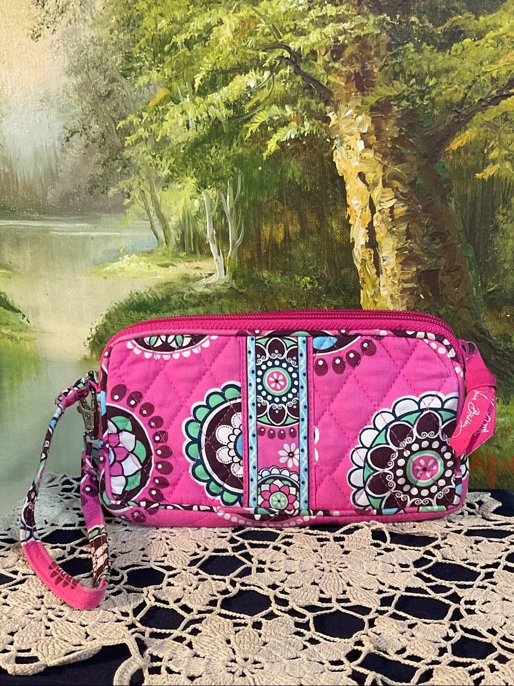 Vera Bradley Hot Pink Quilted Floral Wristlet